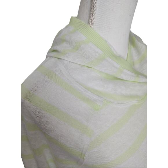 EARTH YOGA Women's Sz Small Burn Out Green Stripe Roll Tab Sleeve Pocket Hoodie - Picture 11 of 16